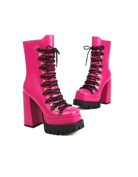 Fashion microfiber material designer lady boots for women with block heels slip on women's shoes with different colors