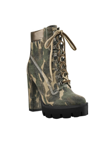 New collection Women's shoes canvas material Camouflage artwork platform block heels shoes good quality shoes