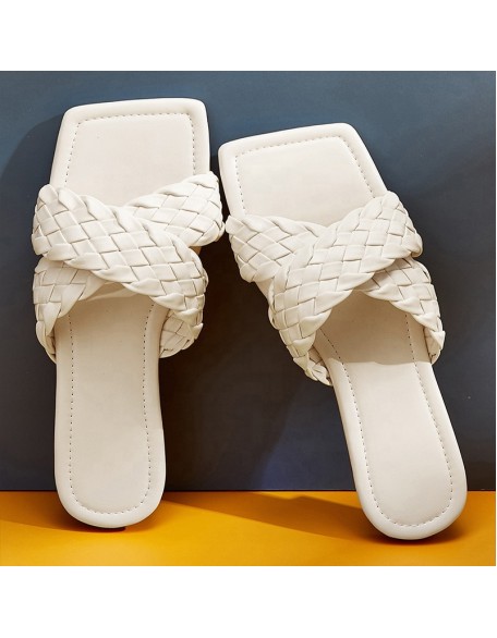 Colorful braid upper summer shoes women flats sandals synthetic material best seller