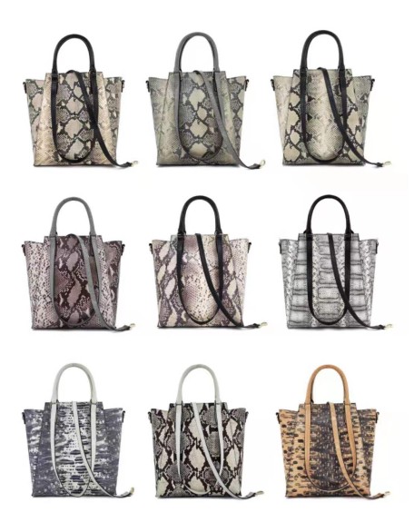 New Genuine Fancy Leather Handbags For Women Snake Pattern Real Leather Women Shoulder Bags