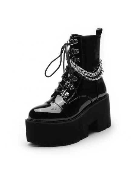 Black Patent PU vampire boots women shoes safety walking style shoes wholesaler price