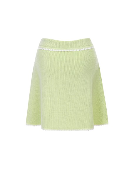 Knitwear manufacturers custom light green high waist lace mini casual short skirts for women knit skirt
