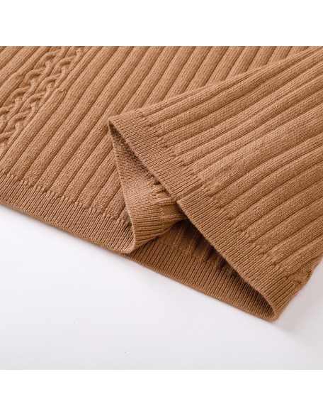 Knitwear manufacturers custom brown sailor collar long sleeve maxi elegant casual oversized dresses for women sweater knit dress