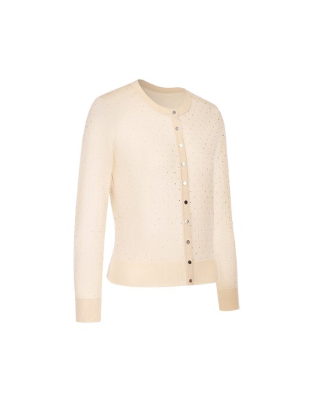 Knitwear manufacturer custom fall round neck long sleeve sequins casual plus size cardigan for women knit sweater cardigan
