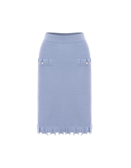 Knitwear manufacturers custom spring 2023 blue high waist elegant casual wool skirts for women sexy knit skirts women