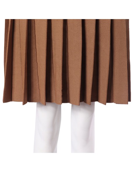 custom knit skirt midi A line pleated versatile stretch high waist women skirt