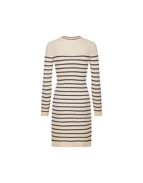 Knitwear manufacturers custom autumn striped v neck elegant casual pictures formal dresses women sweater knit women's dresses