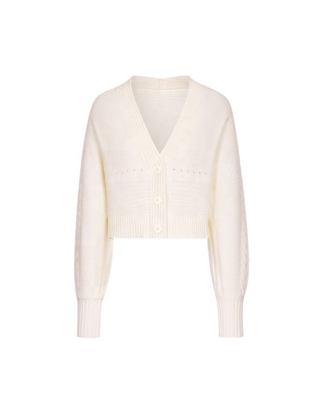 Knitwear manufacturers custom v neck long sleeve loose elegant casual women cardigans light weight knit sweater cardigan women