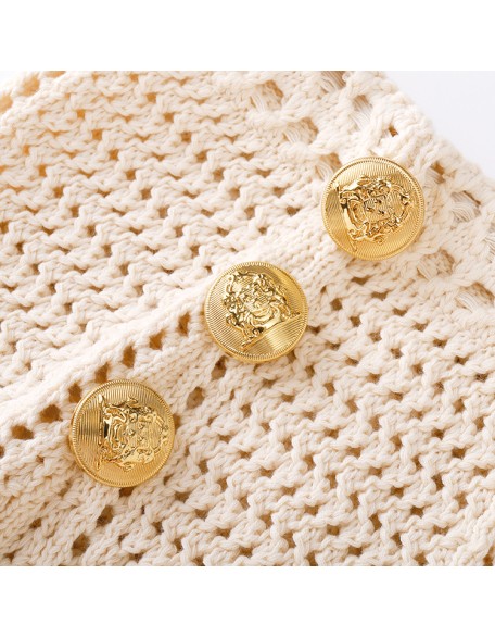 Knitwear manufacturers custom beige hollow out cotton mini sexy elegant casual women's clothing skirt knitted women's skirts