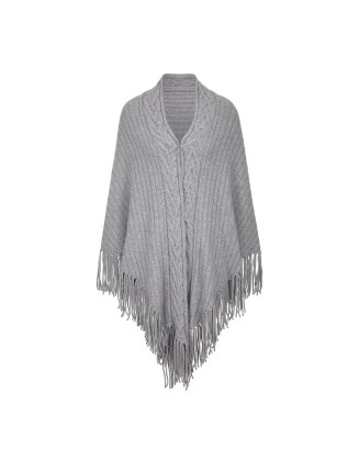 Knitwear manufacturers custom grey cape cloak elegant casual wool cashmere winter sweaters for women 2022 knit women's sweaters