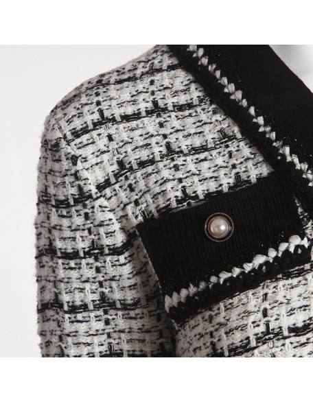 Fast delivery from stock V-neck long-sleeved plaid knitted coat ladies dresses