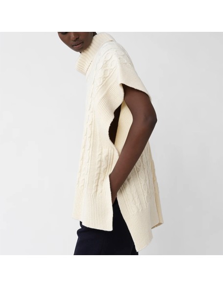 Knitwear manufacturers custom autumn winter wool cloak elegant casual women sweater turtleneck sweater for women knit sweater