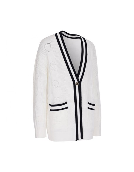 Knitwear manufacturer custom autumn v neck long sleeved wool knitted women's sweater cardigans