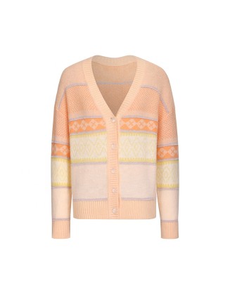 Knitwear manufacturer custom candy color v neck long sleeved women's sweater cardigans