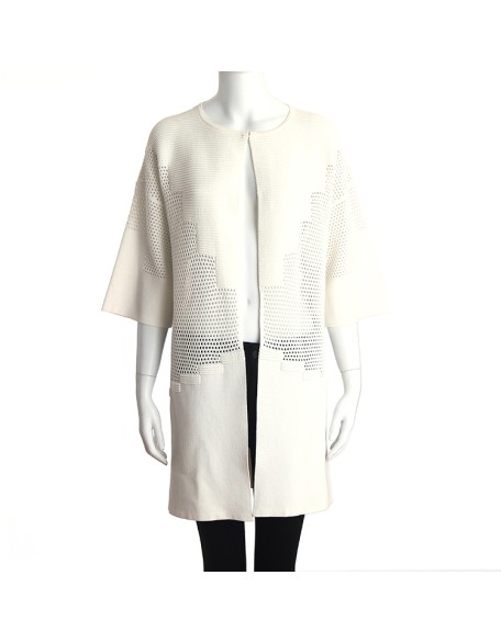 Factory wholesale Long-sleeved round neck hollow pattern knitted plus size coats