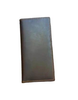 High Quality Long Style Credit Card Holder with Zipper Pocket Crazy Horse Leather High Capacity Wallet