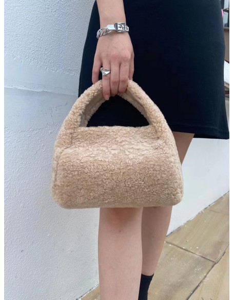 New  arrival classical style sheep fur mini autumn winter handbag for women woollen soft material shoulder bag for ladies