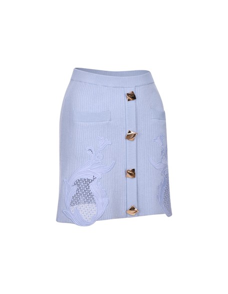 Knitwear manufacturers custom summer high waist mini jacquard rib elegant casual skirts for women stylish knitted women's skirts
