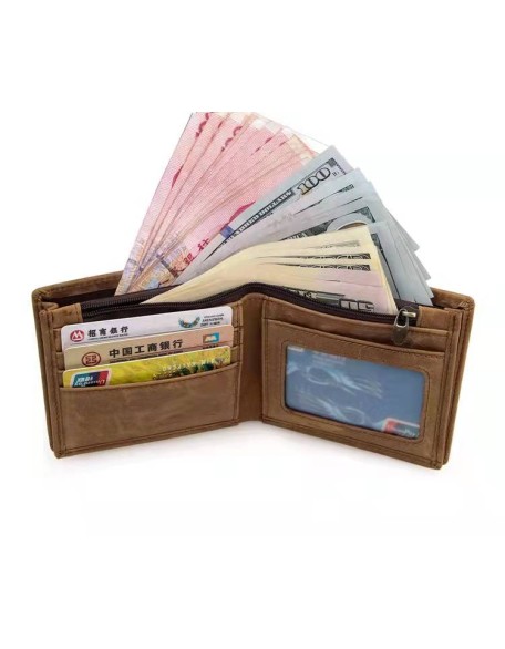 Hot Selling Cowhide Leather Men Wallet Casual Short Genuine Purse
