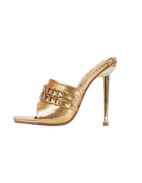 2021 Spring new gold color shoes girl mule shoes women of footwear vendors in cheng du