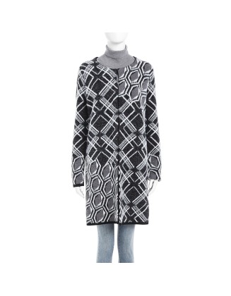 Knitwear manufacturer crew collar long sleeved jacquard knitted women's sweater coat
