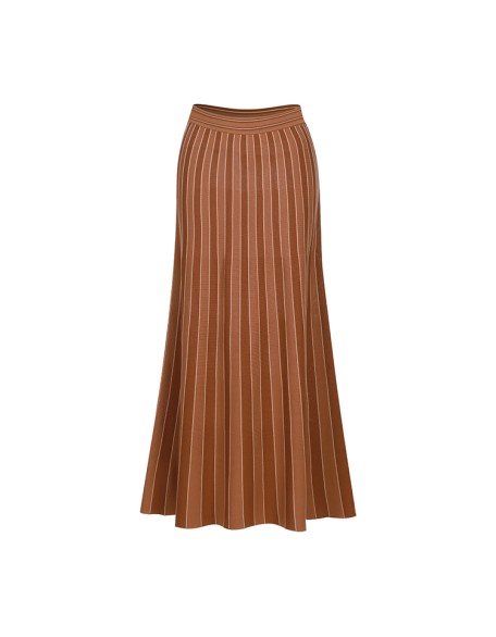 Knitwear manufacturers custom high waisted striped fashion casual maxi skirts for women formal knitted plus size womens skirts