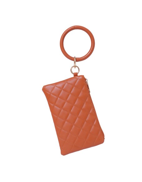 Cappuccino Factory Exclusive Original Check Brief DesignedQuilted Handcuff In stock Wristlet Clutch for Woman Faux leather