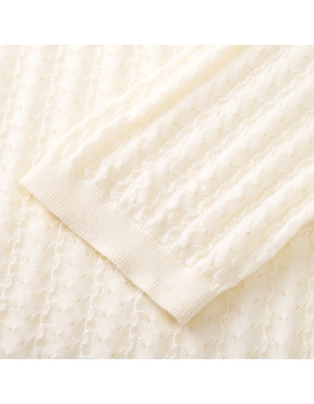Knitwear manufacturers custom beige half high collar half sleeve casual middle age women sweater wool knit sweater