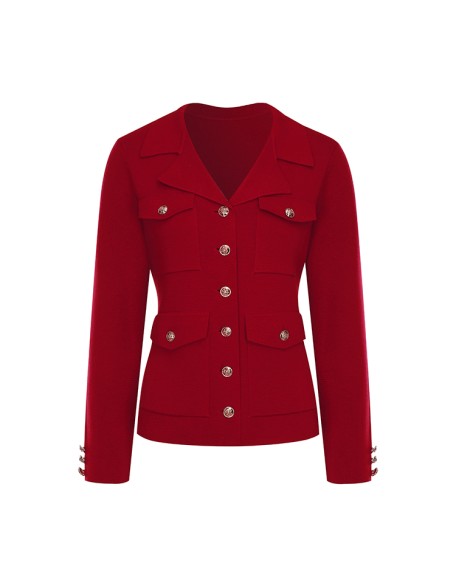 Knitwear manufacturers custom red casual wool blend knitted lady cardigan long sleeve sweater women knit sweater cardigan