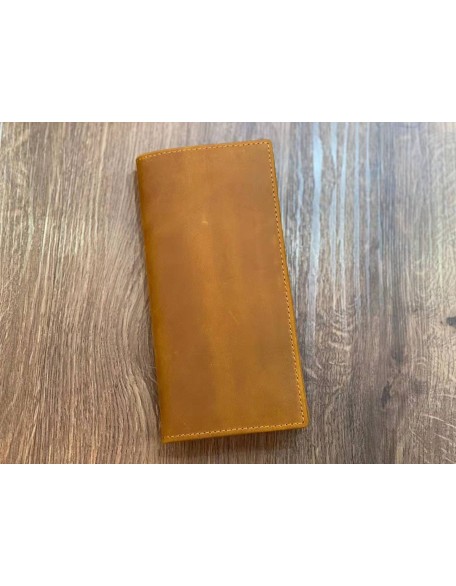 High Quality Long Style Credit Card Holder with Zipper Pocket Crazy Horse Leather High Capacity Wallet