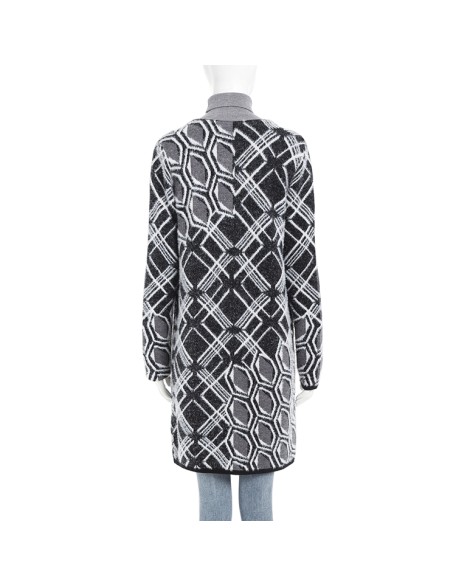 Knitwear manufacturer crew collar long sleeved jacquard knitted women's sweater coat