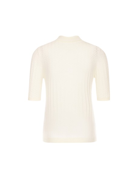 Knitwear manufacturers custom beige half high collar half sleeve casual middle age women sweater wool knit sweater