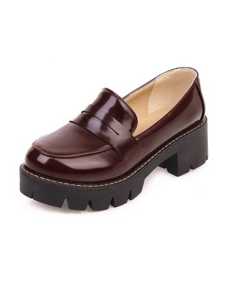 Loafer style PU material women flat creepers shoes hot selling boat shoes in stock factory price
