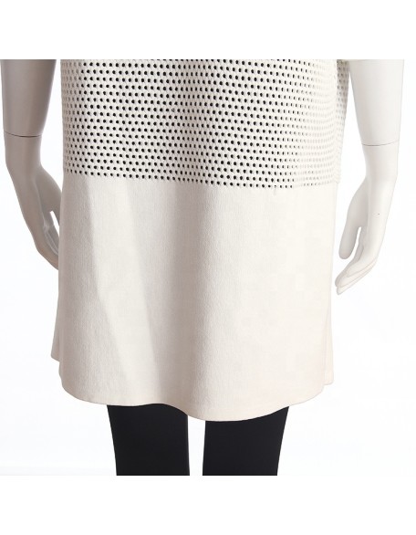 Factory wholesale Long-sleeved round neck hollow pattern knitted plus size coats