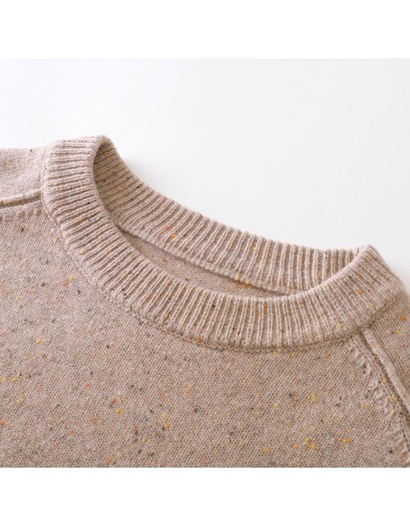 Knitwear manufacturers custom fall winter khaki wool casual round neck plus size oversized sweater women knit sweater