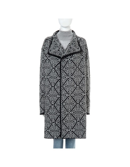 Knitwear manufacturers selling new long sleeved western wind print grey fashion lapel women knitted suit coat