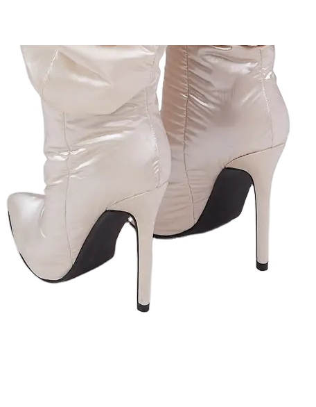 Down cloth upper with soft foam Half boot high heels women's shoes footwear slip on style