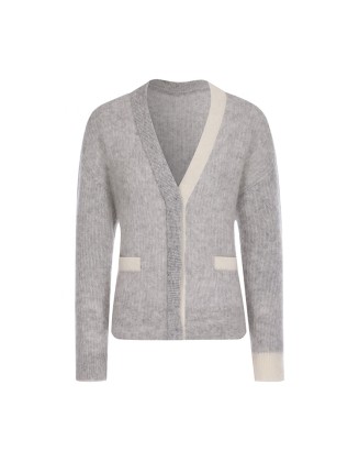 Knitwear manufacturer custom new fall v neck knit long sleeved coat knitted women sweater cardigans