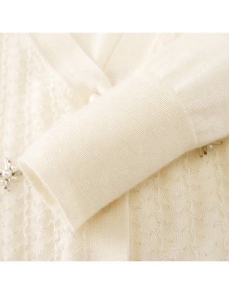Knitwear manufacturer custom spring v neck long sleeved soft wool women's knitted cardigan sweater