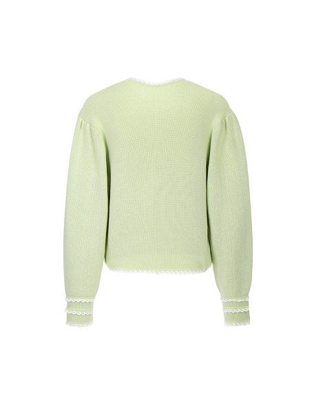 Knitwear manufacturers custom fall lace round neck long sleeve casual cardigan jacket for women knit sweater cardigan