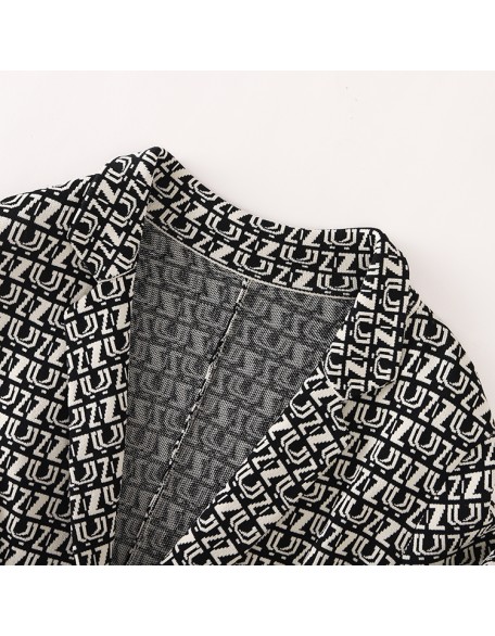 Knitwear manufacturer custom winter lapel long sleeves single breasted women's elegant knit blazer