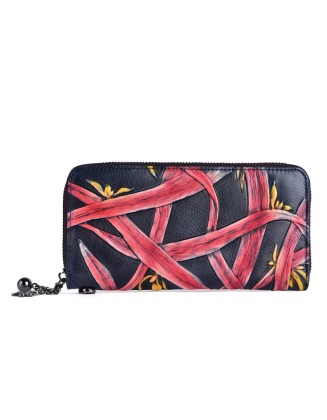 Black Friday Best Gift 100% Real Leather Flower Purse High Quality Card Holder Long Style Women's Wallet