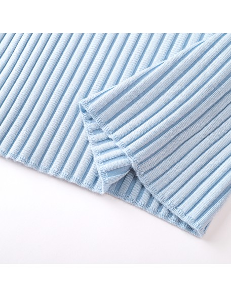 Knitwear manufacturers custom summer sleeveless sky blue elegant casual women dress 2023 formal sweater knit women's dresses