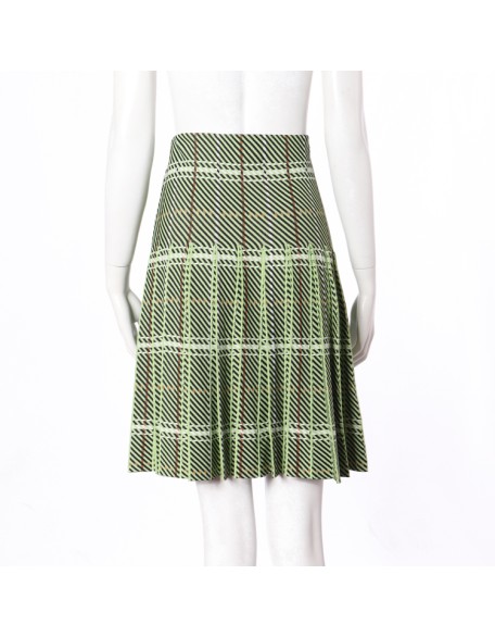 Knitwear manufacturers custom summer check high waist slim knit pleated women's skirt