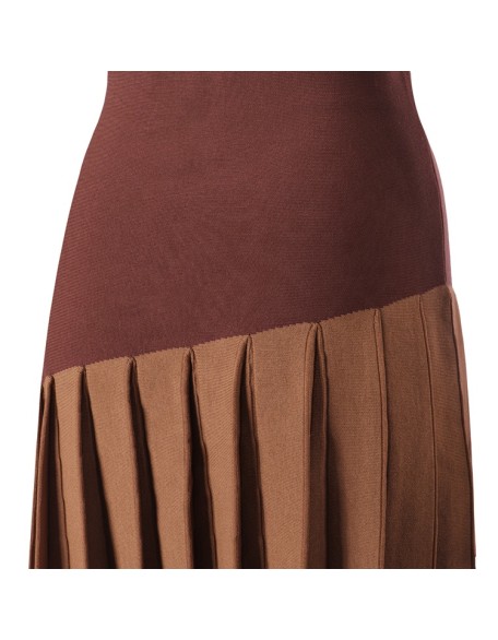 custom knit skirt midi A line pleated versatile stretch high waist women skirt