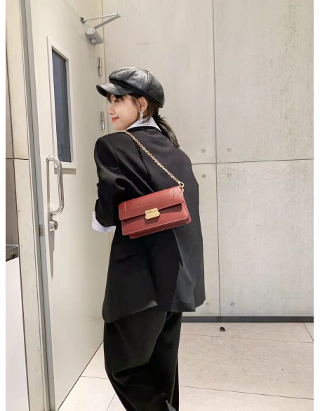 Wholesale fashion designer lock plain pattern genuine leather ladies hand bag shoulder crossbody women custom purses and handbag