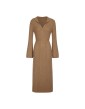 Knitwear manufacturers custom brown sailor collar long sleeve maxi elegant casual oversized dresses for women sweater knit dress