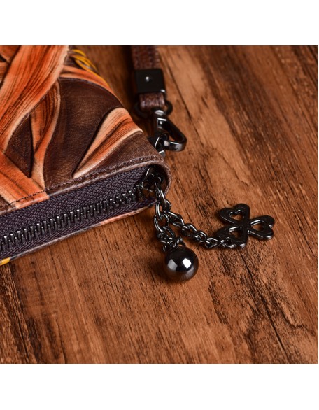 Black Friday Best Gift 100% Real Leather Flower Purse High Quality Card Holder Long Style Women's Wallet