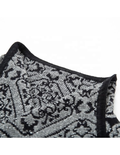 Knitwear manufacturers selling new long sleeved western wind print grey fashion lapel women knitted suit coat