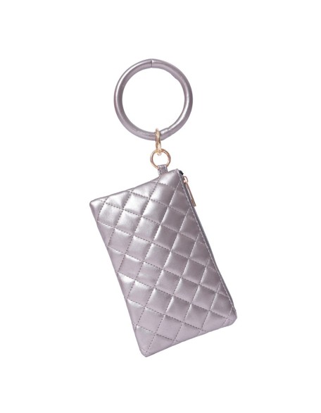 Cappuccino Factory Exclusive Original Check Brief DesignedQuilted Handcuff In stock Wristlet Clutch for Woman Faux leather